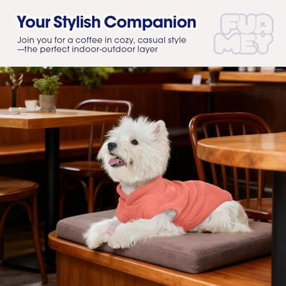 FUAMEY Dog Fleece Vest for Large Dogs,Warm Stretchy Dog Sweatshirts Pullover with Leash Hole Dogs Sweater Soft Pet Turtleneck Cozy Pet Vest Lightweight Sleeveless Orange XL