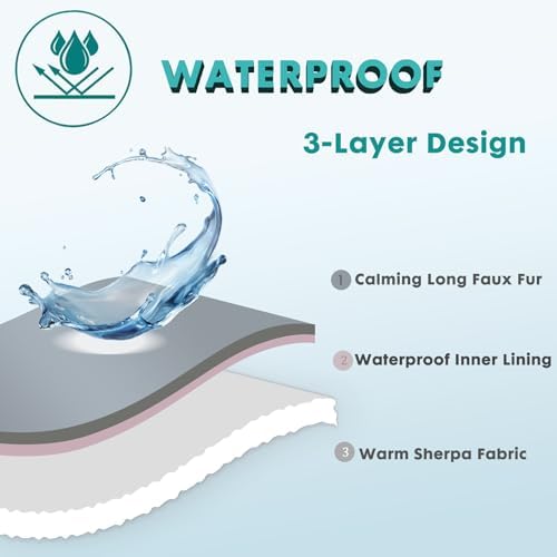 gogobunny Waterproof Dog Blanket for Couch & Furniture Protection - Super Soft Reversible Throw for Large Dogs & Cats, Calming Washable Fur & Sherpa Pet Blanket (60x80 Inch, Cream)
