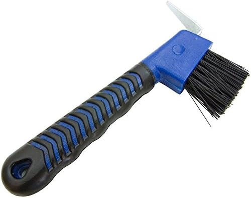 Intrepid International Rubber Handle Hoof Pick w/Brush for Horses, Hoof Pick for Easy Horse Hoof Cleaning, Horse Grooming Supplies