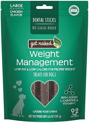 Get Naked Grain-Free Weight Management Dental Chew Sticks for Large Dogs, Natural Dog Dental Chews & Treats, 6.6 oz