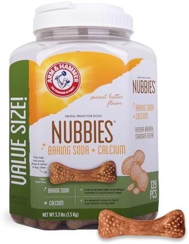 Arm & Hammer Nubbies Dental Treats Value Bucket, Peanut Butter, 139 Count