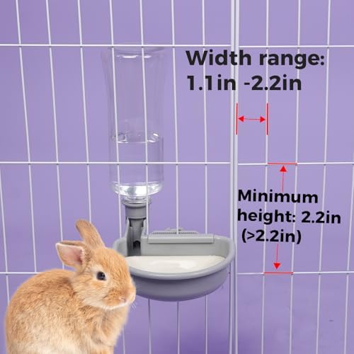 VANNON Anti-Splash Pet Water Bowl for Crates, 23oz Gravity Dispenser, Grey
