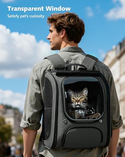 Pecute Cat Backpack Carrier,Large Space Cat Bubble Backpack,Ergonomic,Gray