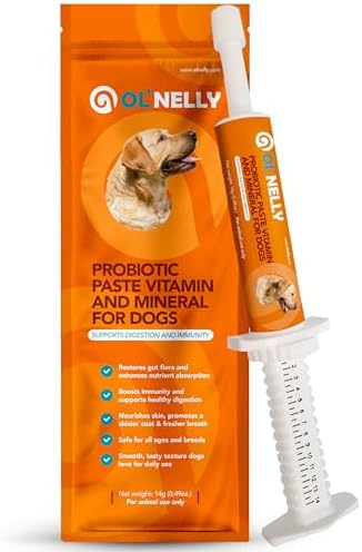 OL’ NELLY Dog Probiotic Paste for Dogs & Cats, 7.2 Billion CFU, Helps Support Loose Stool, Gas & Sensitive Stomach, 6-Strain Probiotics + Prebiotic, 14g