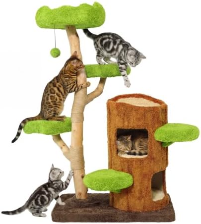 KAMABOKO 57" Tall Indoor Cat Tree, Large Tower with 2 Condos & Sisal Scratching Pad