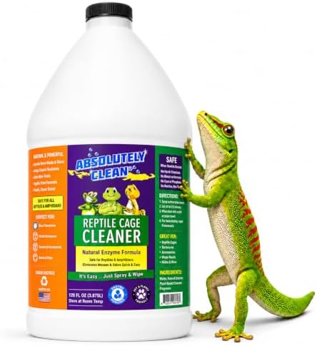 Absolutely Clean Amazing Reptile & Amphibian Terrarium Cleaner and Deodorizer - Just Spray/Wipe - Safely & Easily Removes Reptile & Amphibian Messes - USA Made (128oz Refill - Save 60%)