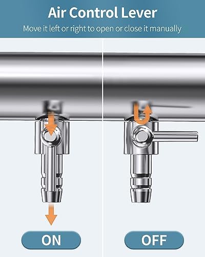 Pawfly Aquarium Air Flow Control Lever Valve 4-Way Fish Tank Air Valve for Air Pump Chromium Copper Manifold Multi-Port Air Flow Splitter for 3/16" ID & 3/8" OD Airline Tubing