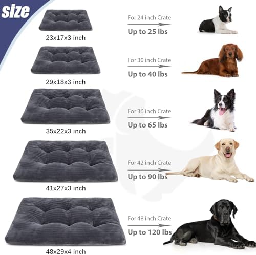 KSIIA Washable Dog Crate Bed Kennel Mat for Small Dogs,23 x 18 Inch, Gray