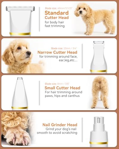 unibono Dog Grooming Kit with Paw Trimmer, All-in-One Low Noise Electric Rechargeable Small Quiet Pet Clippers Foot Dog Hair Shaver with Stainless Steel Scissors and Comb for Dogs at Home