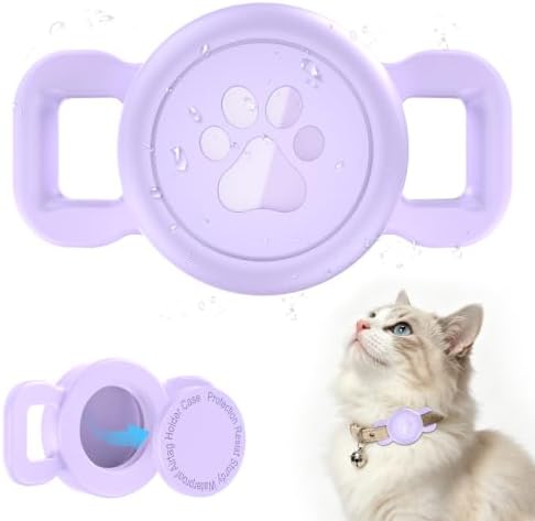 Airtag Dog Collar Holder for Cat or Small Dog, Waterproof, 1 Pack Purple