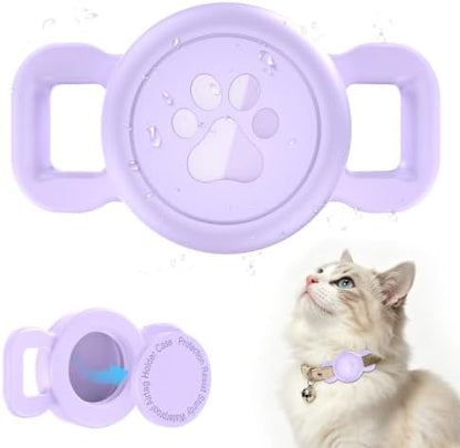 Airtag Dog Collar Holder for Cat or Small Dog, Waterproof, 1 Pack Purple