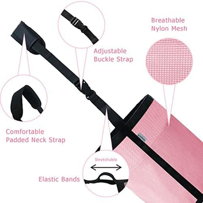 Horse Feed Bag, Nylon Mesh Grain Horse Feed Bucket (Pink 2P)