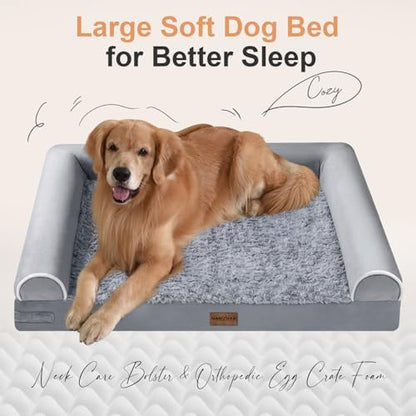 NANUYA Orthopedic Dog Bed for XX-Large Dogs, 44 x 34 Inch, Light Grey