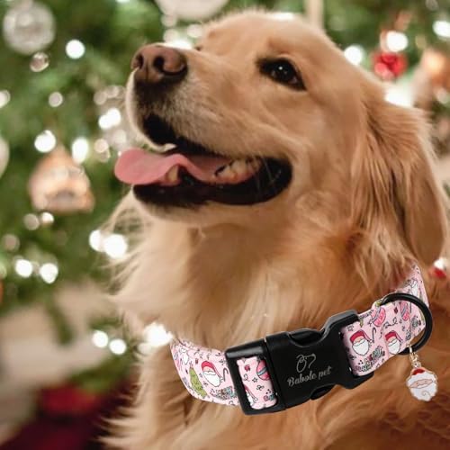 Christmas Santa Dog Collar for Puppies, Pink Girl Dog Collar