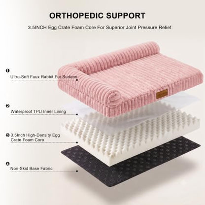 Orthopedic Medium Dog Bed Furry Pet Bed, Washable Cover 30''X20''