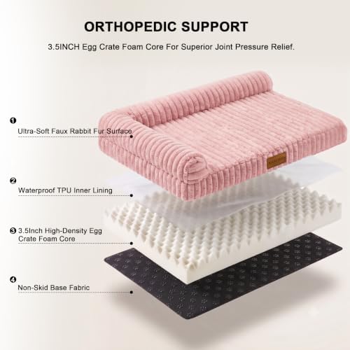 Orthopedic Large Dog Bed Furry Pet Bed, Washable Cover 48''X30''