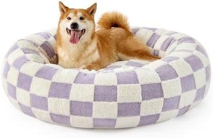 Lesure Shown on TV Jacquard Donut Dog Beds Large Sized Dog,Purple 36x36x8in