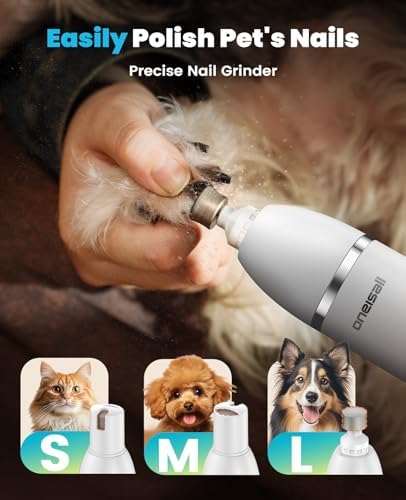 oneisall 4 in 1 Dog Grooming Kit with LCD Display (White)