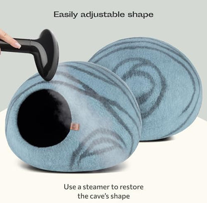 MEOWFIA Cat Cave - Merino Wool Bed for Indoor Cats (Aquamarine, Medium)