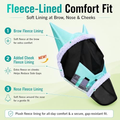 Horse Fly Mask for Horses with Ears and Nose Cover