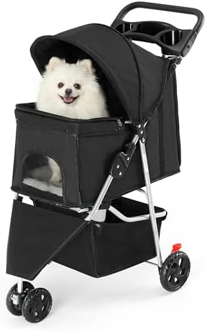3 Wheel Pet Stroller for Dogs and Cats, Foldable Design