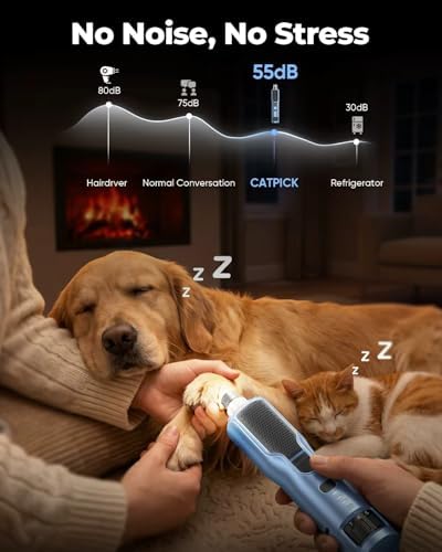 CATPICK 7-Speed Quiet Dog & Cat Nail Grinder with 360° LED for Thick Nails