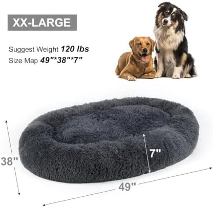 Calming Dog Beds XXLarge Sized Dog Donut Washable Bed 49inchs, Dgrey