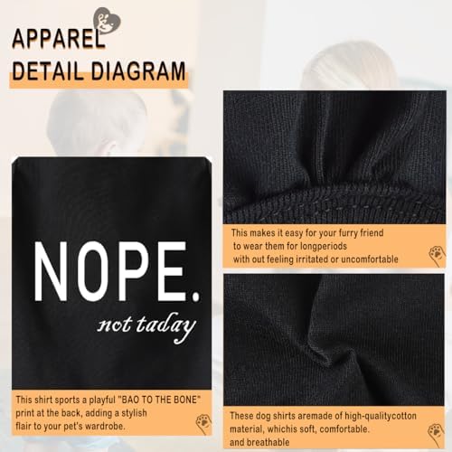 Discover Cozy Cotton Canine Wear: Soft, Lightweight, and Breathable Dog Shirt Vest with Eye-Catching Graphics(Nope not Today), Keeping Your Furry Friend Warm and Comfy! Black S