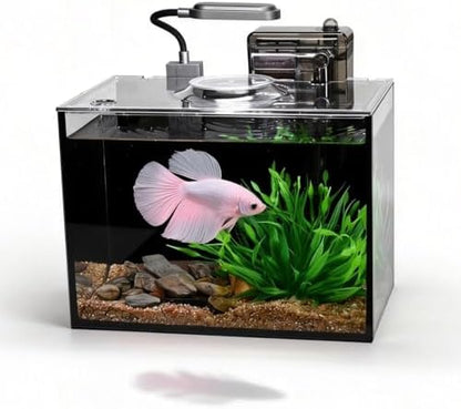 1.8 Gallon Fish Tank with Light,Filter,Lid,Landscape Accessories