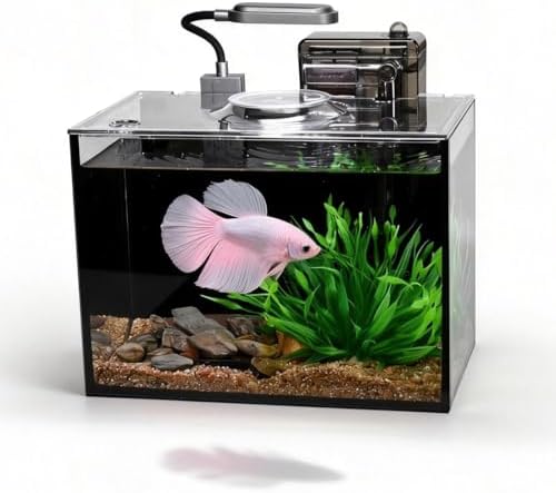 1.8 Gallon Fish Tank with Light,Filter,Lid,Landscape Accessories