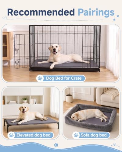 Waterproof Dog Crate Pad Bed, Wipeable Kennel Bed Mat, 35x22, Graphite Grey