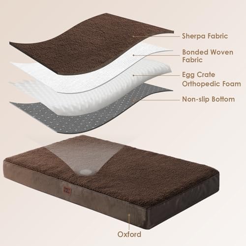 EHEYCIGA Orthopedic Dog Bed Large with Removable Washable Cover, 50IN Brown