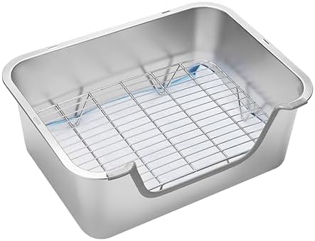 Stainless Steel Rabbit Sifting Litter Box (M & Hay Feeder)