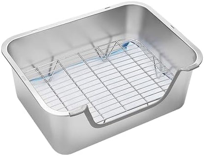 Stainless Steel Rabbit Sifting Litter Box (M & Hay Feeder)