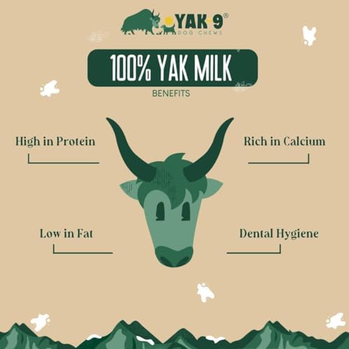 Yak9 Yak Cheese Himalayan Dog Chew | High Protein, Non Rawhide Dog Chews Long Lasting | Non GMO, Gluten Free, Grain Free | Large Cow & Yak Milk Dog Chew,1 PC