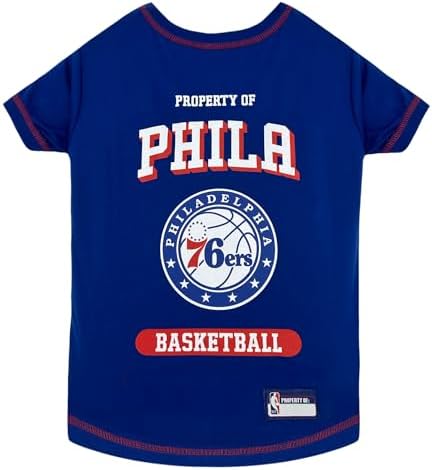 Pets First Cute Dog T-Shirt, Small - NBA Philadelphia 76ers Dog & Cat Shirt with Basketball Team Logo. Comfortable & Fashionable Yet Durable Pet Outfit