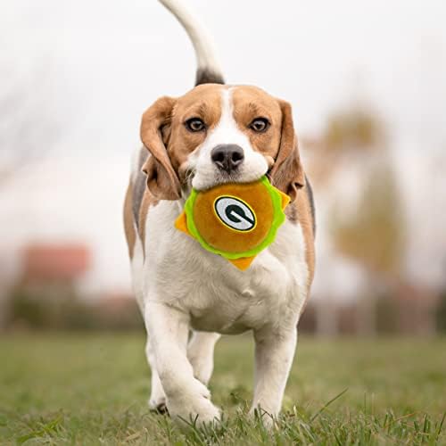 NFL Green Bay Packers Cheese Burger Plush Dog & CAT Squeak Toy - Cutest Stadium HAMBERGER Snack Plush Toy for Dogs & Cats with Inner Squeaker & Beautiful Football Team Name/Logo