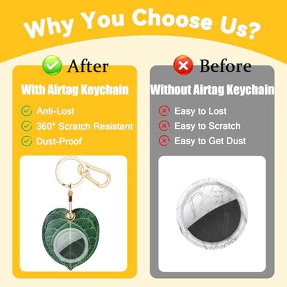 Leather Keychain Holder Case for AirTag, Cute Protective Cover for Apple Airtag KeyChain, GPS Tracker Item Finder