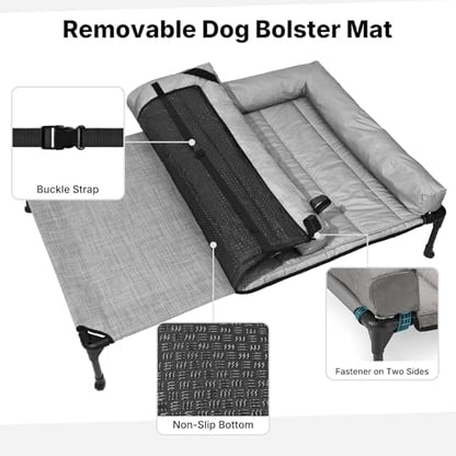 Veehoo Outdoor Elevated Dog Bed with Waterproof Bolster Cushion, Cooling