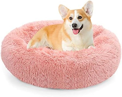 NOYAL Donut Dog Bed for Small Medium Pets, Plush Calming Faux Fur