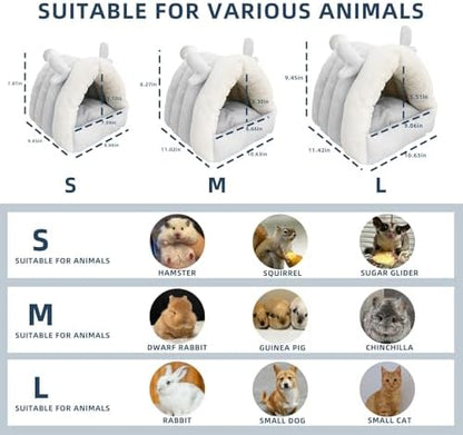 Guinea Pig Hideout, Warm Bed for Guinea Pig,Rabbits, Chinchillas, Guinea Pig Bed, Cozy Small Animal Winter Shelter (Gray, Small)