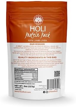 HOLI Lamb Liver Dog Food Topper – Freeze Dried Lamb Liver Dog Topper for Dry Food – Single Ingredient, Human-Grade Meal Topper for Picky Dogs – Grain Free & All Natural - 8oz