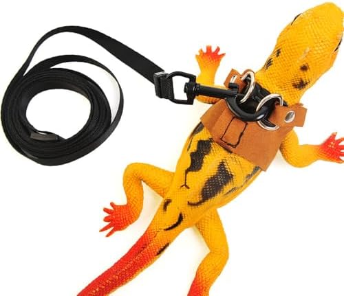 3 Pack Bearded Dragon Harness and Leash Set - Adjustable Soft Leather Vest with 6.89FT Retractable Lead, Escape-Proof Lizard Walking Harness for Reptiles, Squirrels & Small Pets (Brown)