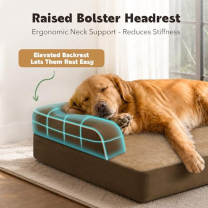 MEKIY Orthopedic Washable Dog Bed with Bolster for Medium to Large Dogs