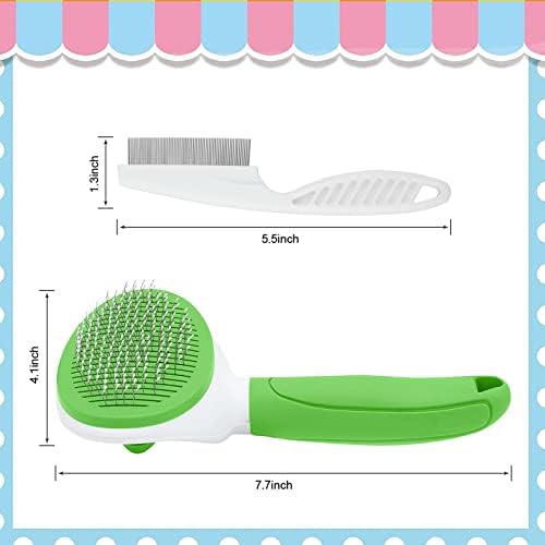 Cat Brushes for Indoor Cats, Dog Brush for Shedding with Metal Cat Comb, Self Cleaning Pet Hair Brush with Release Button for Grooming Kitten(Green)