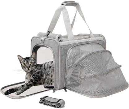 Cat Carriers Soft Stylish Small Dogs Puppy Pets Bag,Sturdy,Ventilated,Airline Approved,Expandable,Rabbit Cage Small Animals Travel Outdoor Carry Kennel Gray Color