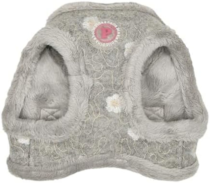 Pinkaholic New York Lidia Vest Dog Harness Step-in Warm Winter Flower Pattern for Small Dog, Light Grey, Large