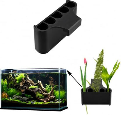 Aquarium Plant Holder,Fish Tank Plant Holder,Aquarium lid Clips,Aquarium Plant Pot,Hydroponic Fish Tank Planter, Aquatic Plant Cup for Aquascape Decorations (Black, 1PCS Rimless)