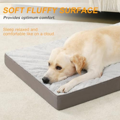 KSIIA Orthopedic Dog Bed for Extra Large Dogs with Waterproof, Grey, 53x36