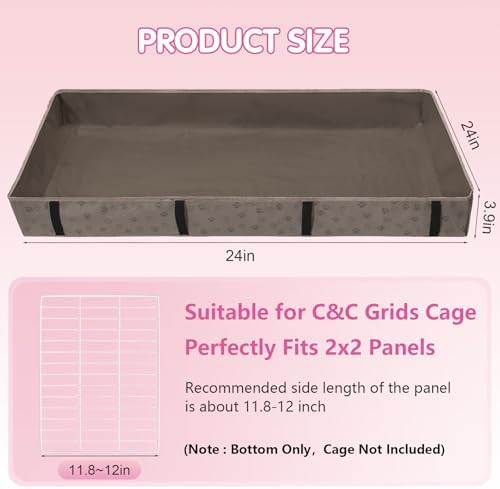 Funfurry Waterproof Guinea Pig Cage Liner,Washable Tarp Bottom Base,Cage Liners for Small Animals,Hamster Chinchilla Hedgehog Ferret Rabbit. (Tan Brown-Paw, 24" X 24")